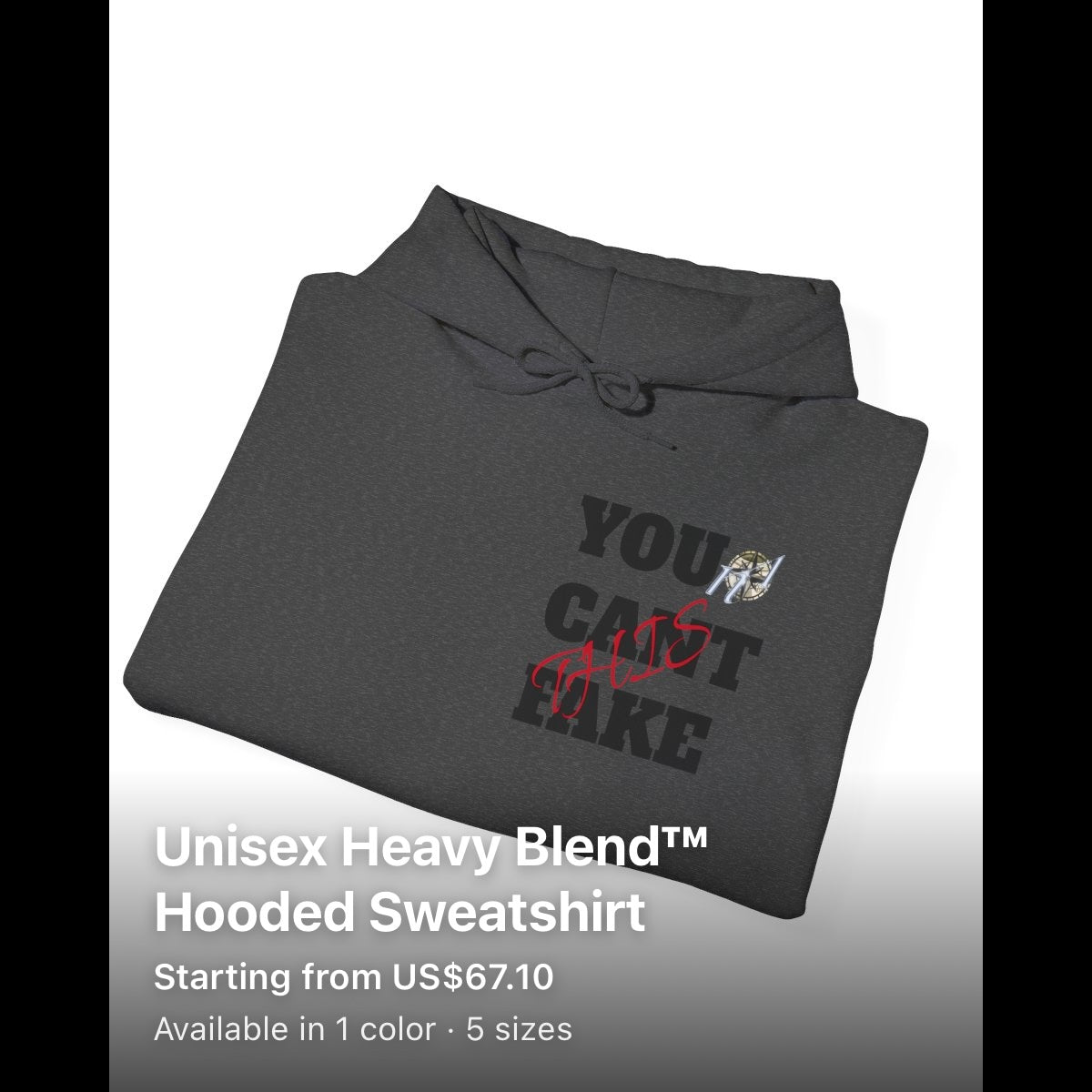 North Vault folded charcoal hoodie with chest graphic