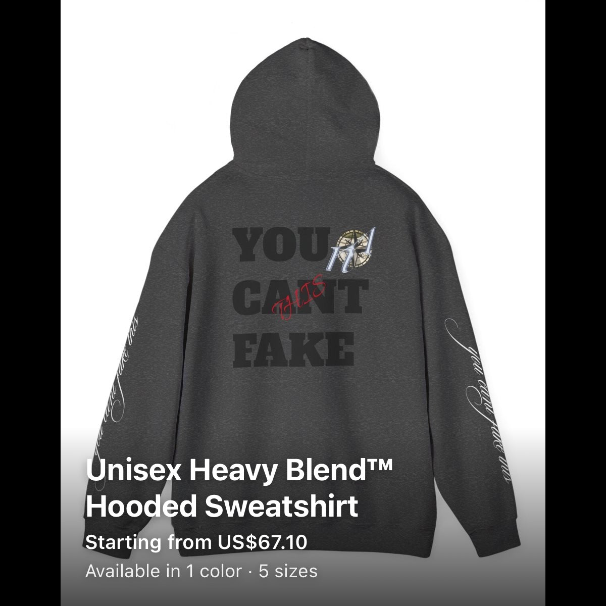 North Vault hoodie back graphic and sleeve lettering